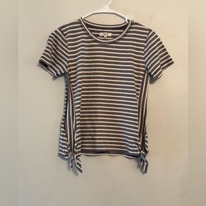Madewell Striped Tie Side Tee XS Navy White Short Sleeve Top